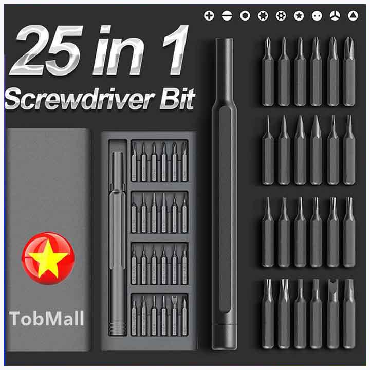Bộ tua vít đa năng mini 24 đầu nhỏ sửa điện thoại, tô vít từ tính mở laptop mắt kính đồng hồ