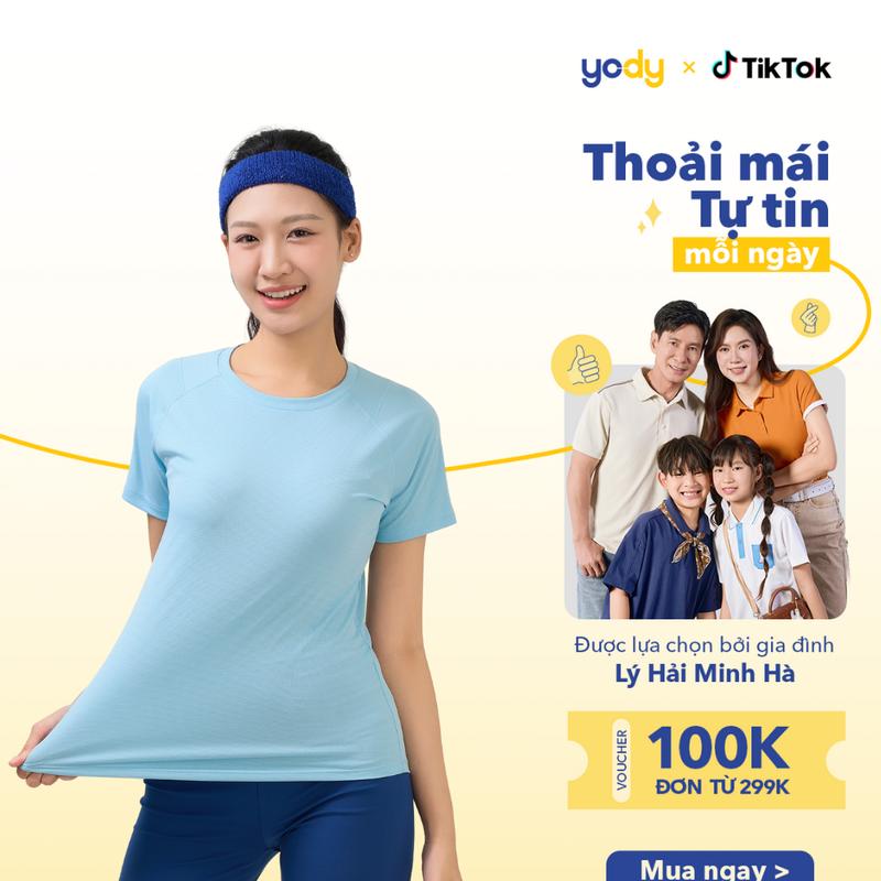 YODY Áo Phông Thể Thao Siêu Nhẹ Đuôi Tôm Nữ Đẹp Phom Vừa Trẻ Trung Năng Động WATS25S235