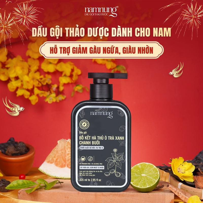   FLASH SALE  Dầu gội thảo dược bồ kết NamNung hỗ trợ giảm rụng giảm gàu nhờn Dành cho nam 235ml Chăm sóc tóc Dưỡng tóc nam - Giảm 39% 