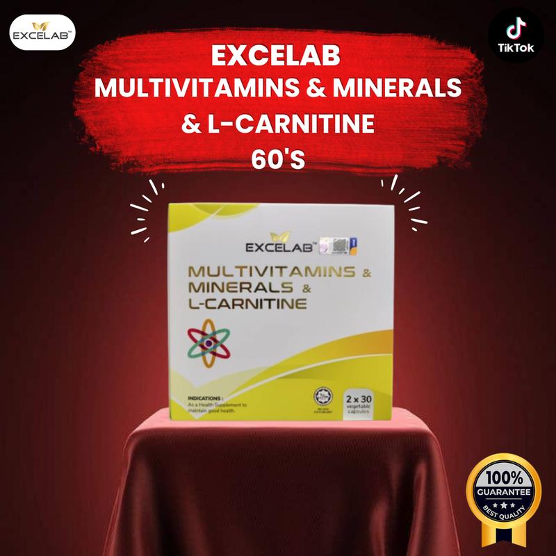 EXCELAB MULTIVITAMIN & MINERALS & L-CARNITINE - 1 KOTAK 2 BOTOL ...
