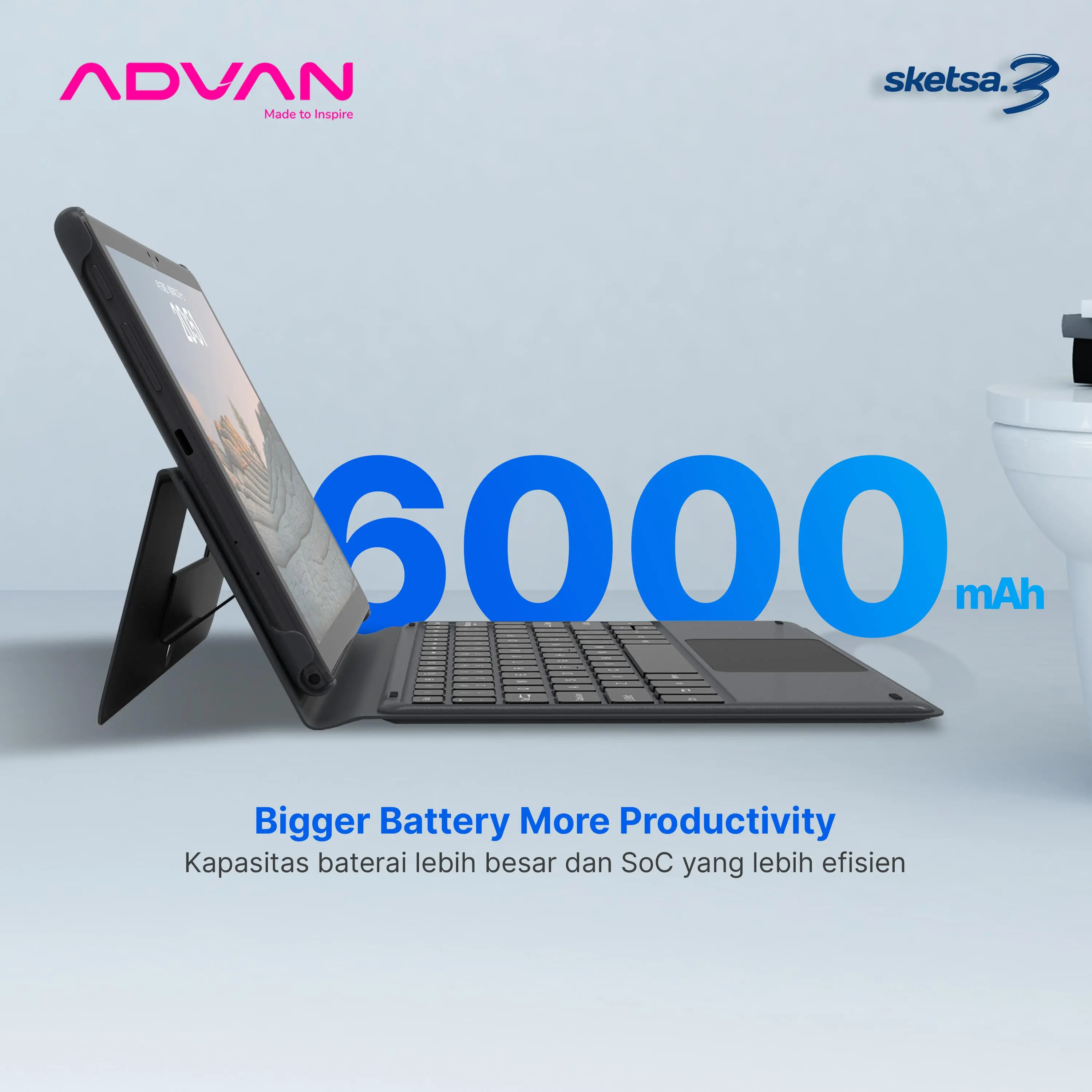 (FREE KEYBOARD + STYLUS PEN) ADVAN Tablet Sketsa 3 6GB/128GB 10.1” Inci HD IPS Dual SIM Card 4G LTE WiFi Bluetooth Tiger T606 Android