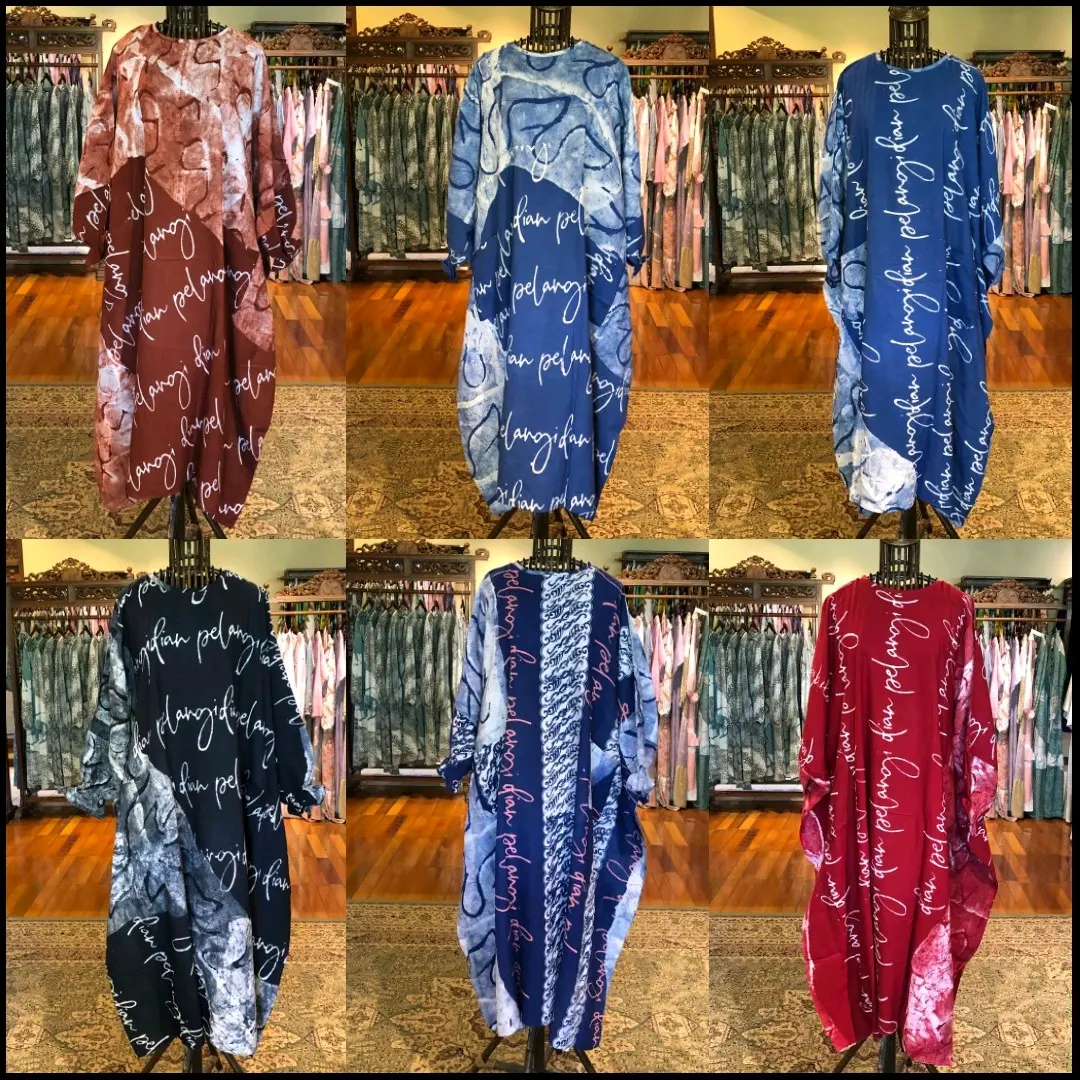 Triana kaftan rayon batik ukuran all size lengan panjang dian pelangi official pekalongan Muslim Gamis Dress Motif