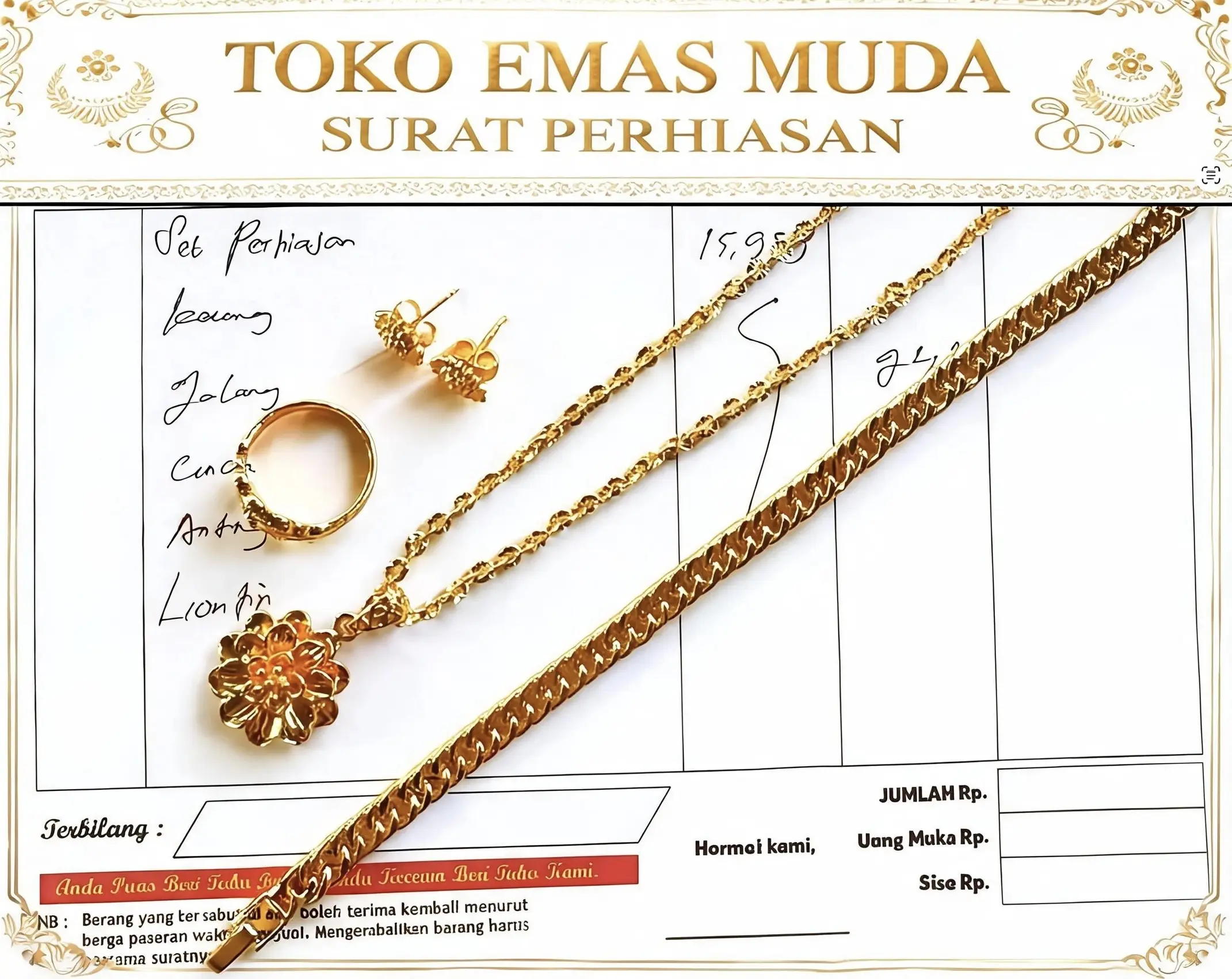 Set Perhiasan Mawar Lapisan 24k Perhiasan Wanita Dewasa Premiun Elegan