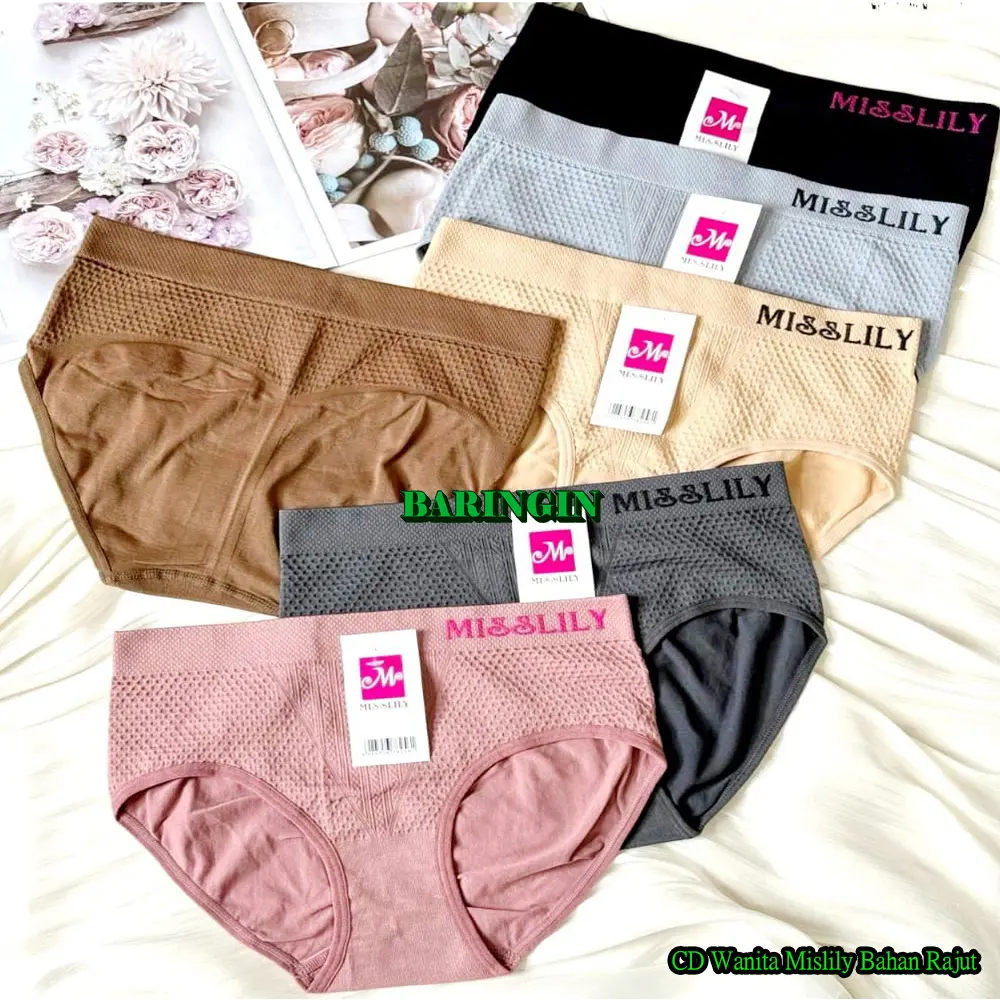 CD Misslily Celana Dalam Wanita Bahan Rajut Isi 3 ,6 & 12 PCS- Lembut Dan Elastis