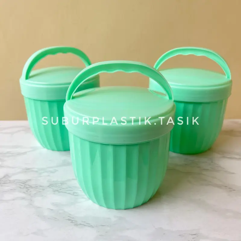 [4 pcs] Rantang Susan Samyang 3 Sekat Dengan Tutup Dan Pegangan Tempat Bekal Plastik Serbaguna | Wadah Penyimpanan Nasi Kitchenware Gold 7
