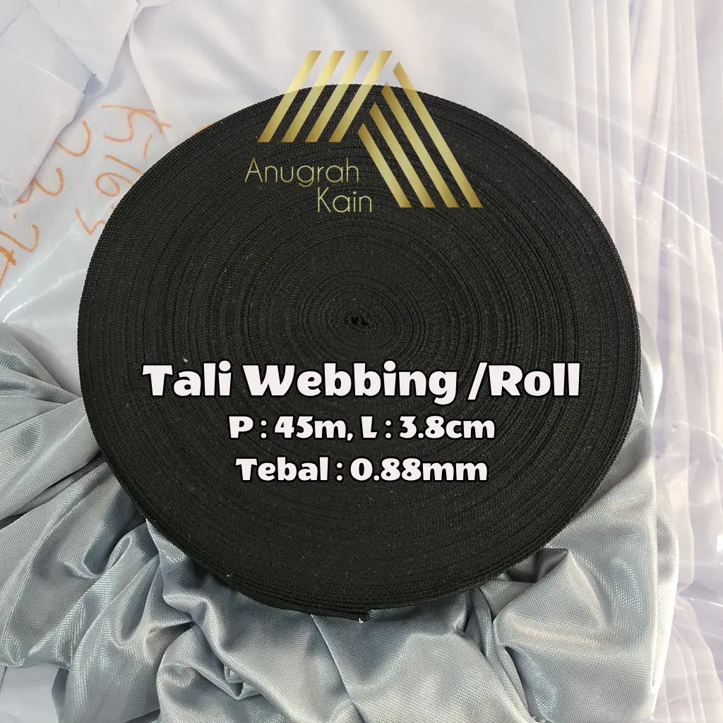 Tali Webbing Lebar 3.8cm Panjang 45 Meter Tebal 0.88mm - Per Roll