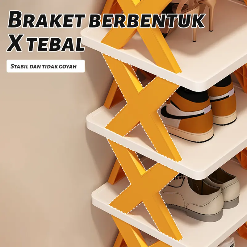 Rak sepatu rumah tangga sederhana multi-layer pintu lipat lemari sepatu penyimpanan sepatu rak penyimpanan sederhana asrama hemat ruang 6