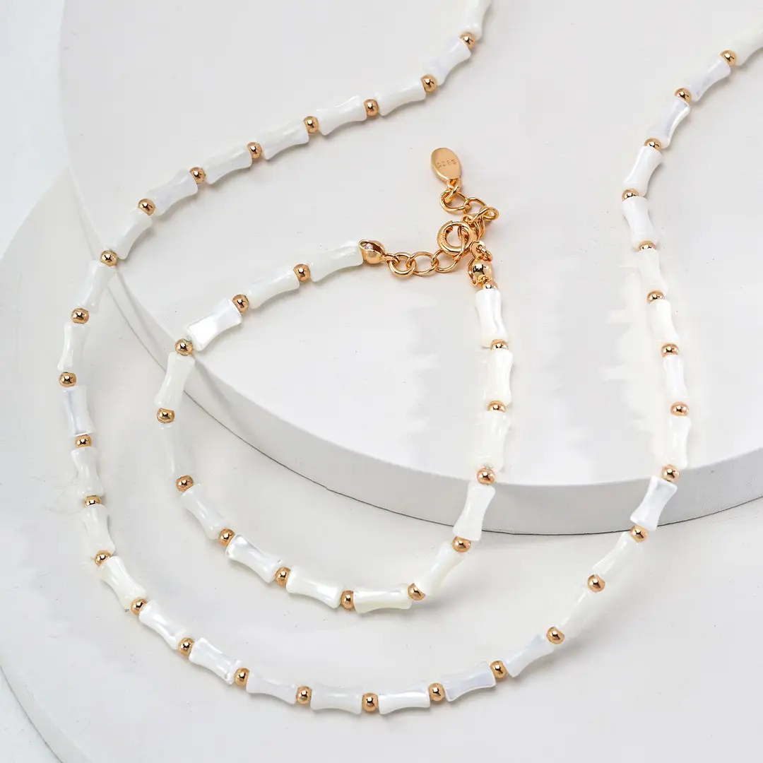925Unique Bamboo - style Pearl Necklace | Dainty & Classy | A Must - have for Young Female Trendsetters | Luxury Jewelry larimar  necklace