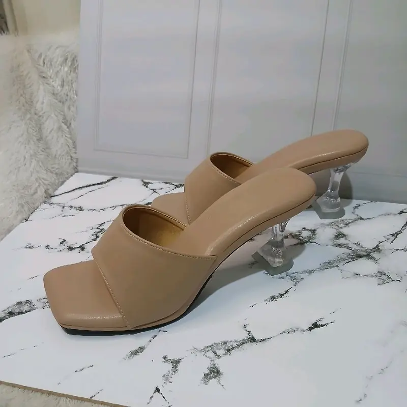 SeleraIndah - Sandal Wanita Hak Kerucut 7 CM berbantalan empuk simple elegan heels graduation hils aqua Sendal princess 4 lebaran luxury shoes antiselip size 40 4