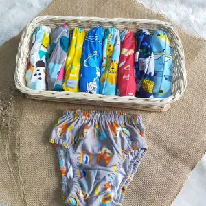 12 pcs Celana dalam anak laki-laki dan perempuan usia 1-5th kemasan pouch Motif Fashion pakaian dalam cuci dengan air dingin 1-5tahun max bb 20kg Velvet Multicoloured Underwear