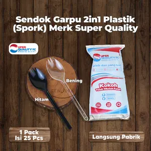 Spork Plastik 2 in 1 Bening / Sendok Garpu Plastik 2 in 1 Bening