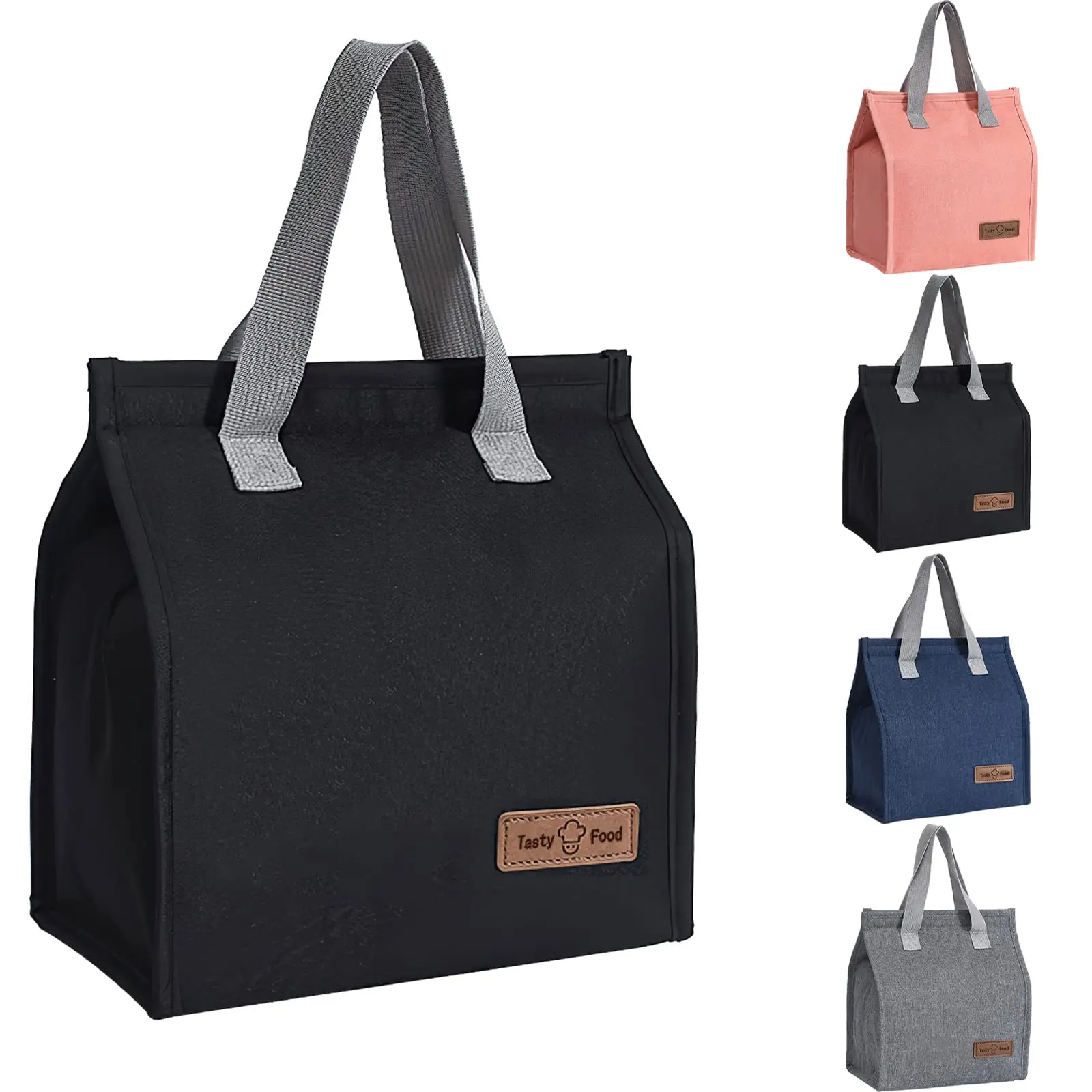 Lunch Bags for Women Men, Reusable Insulated Leakproof Lunch Box Tote Bag, Cool Bags for Kids Girls Boys Adults, Thermal Cooler Bag for Work School Picnic Travel (Black)