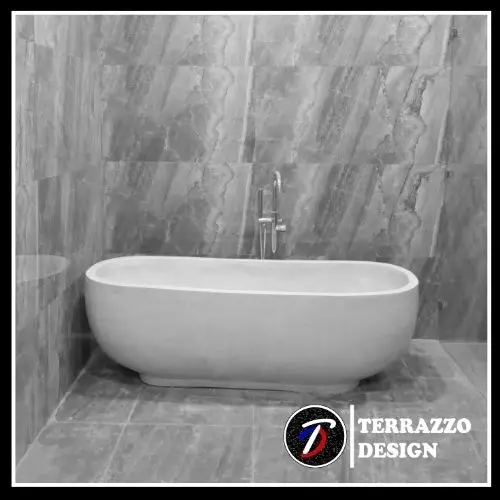 Bathub Oval Teraso Minimalis Bathtub Terazzo Marmer