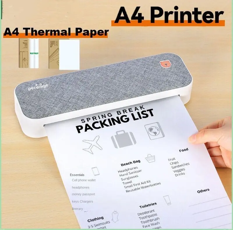 PeriPage A40 Printer A4 Paper Portable USB Bluetooth Wireless Thermal Transfer Printer for IOS Android System Printing Machine
