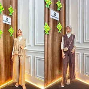 KHAYLA SET STRIPE BASIC PREMIUM - SETELAN VEST & CELANA SALUR WANITA - SETELAN KERJA WANITA - ONE SET SALUR STRIPE BASIC korean style