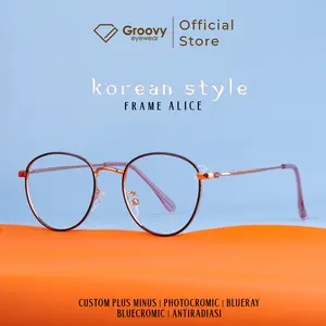 (Beli 1 Minus Dapat Ganci Obeng) Kacamata Alice Minus Photocromic Blueray Bluecromic Antiradiasi UV Eyewear Glasses Frame Lensa Rekomendasi Untuk Muka Kecil