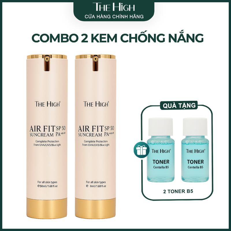 Combo 2 Kem Chống Nắng Trang Điểm Dưỡng Da Giữ Tone 16h Hỗ Trợ Kiềm Dầu Hỗ Trợ Hạn Chế Bắt Nắng Hàn Quốc The High