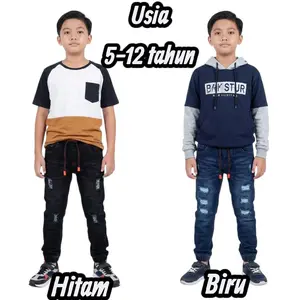 Celana Panjang Jeans Anak Laki-laki Usia 5-12 Tahun Model Sobek Premium dengan Desain Trendy dan Nyaman
