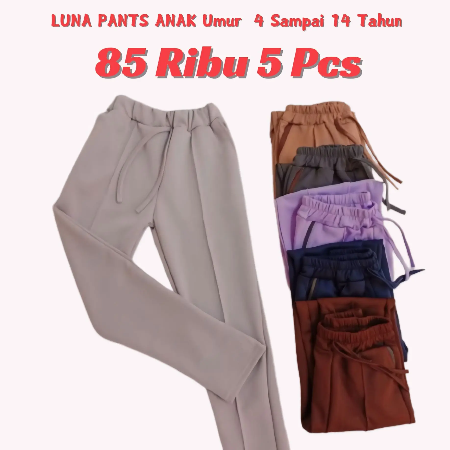 ( 5 PCS ) LUNA PANTS ANAK UMUR 4 SAMPAI 14 THN Celana Panjang Anak Wanita Terbaru Kekinian Modern