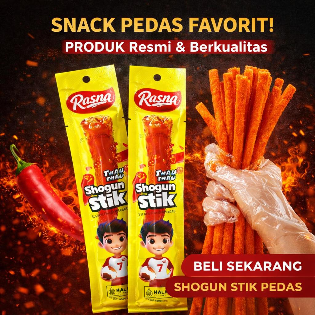 【COD】Rasna Shogun Stik pedas  Keripik Kentang Pedas Halal bentukpanjang Makanan ringan lezat