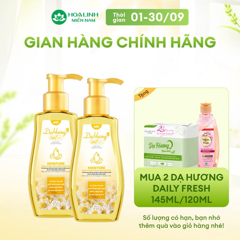 Combo 2 chai dung dịch vệ sinh Dạ Hương Daily Fresh Moisture 145ml - Tăng cường thành phần DƯỠNG ẨM