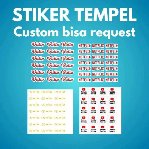 STIKER TEMPEL | STIKER KECIL | BISA REQUEST SEPERTI PADA GAMBAR | NETFLIX | VIU | VIDIO | YOUTUBE