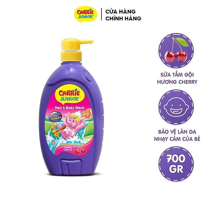 Sữa Tắm Gội Cho Bé Lưu Hương Trái Cây Carrie Junior 700g 3 Mùi Hương (Túi