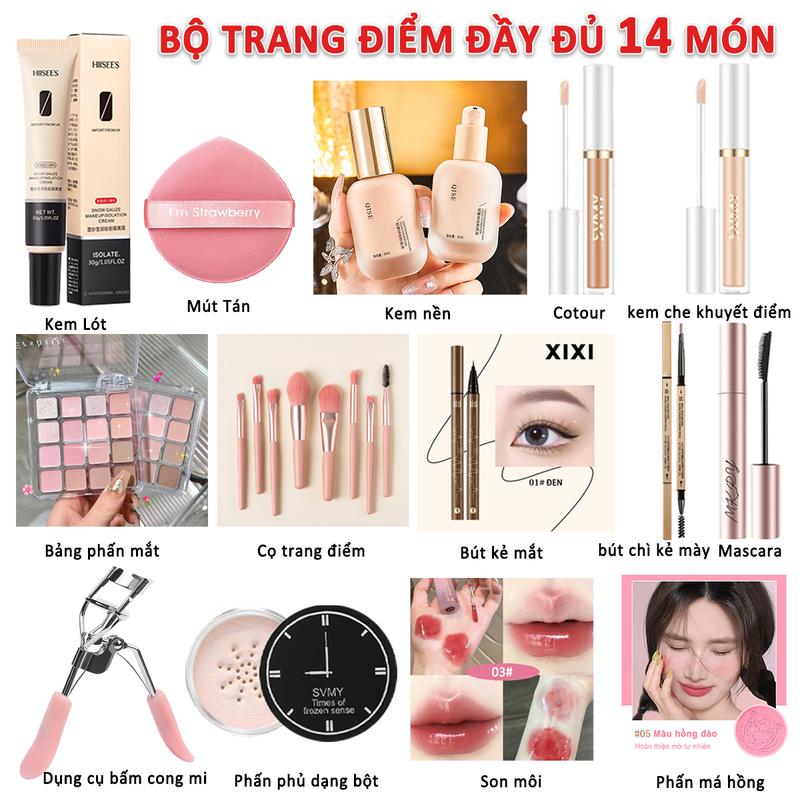 Bộ Trang Điểm Cao Cấp Đầy Đủ 14 Món Dành Cho Nữ - Set Makeup Hot Trend/Trang Điểm Đi Tiệc cọ  blj  makeup kkv  makeup lameila bộ  kem  lót  và  kem  nền
