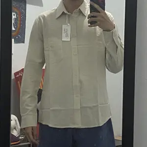 COZYCLUB Long Sleeve Linen Shirt | Kemeja Pria Kerah Lengan Panjang Baju Dark Grey Beige