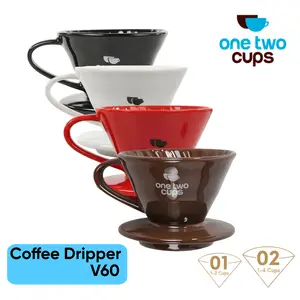 V60 Dripper Coffee Ceramic Size 01 - 02 One Two Cups gelas kopi drip keramik