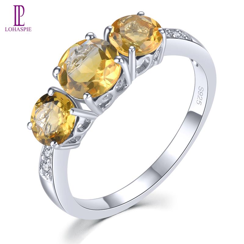 Natural Citrine Solid Sterling Silver Rings 1.7 Carats Genuine Gemstone Classic Simple Daily Fine Jewelrys S925 Women Gifts 1