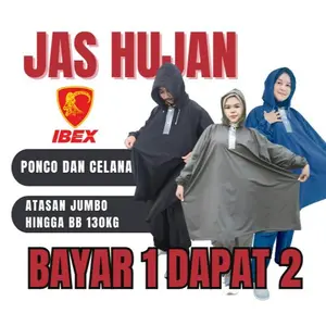 [PAKET HEMAT] JAS HUJAN PONCO CELANA modern DEWASA BAYAR 1 DAPAT 2 PCS ( ibex dan IBex ) warna random