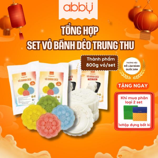 [ABBY TẶNG HỘP GIẤY ] Set nguyên liệu làm vỏ bánh dẻo trung thu truyền thống, vỏ mix 4 màu tự nhiên - Thành phẩm 800g - Vỏ bánh dẻo mịn, thơm ngọt, chuẩn vị truyền thống - Set làm bánh tiện lợi không cần lò nướng