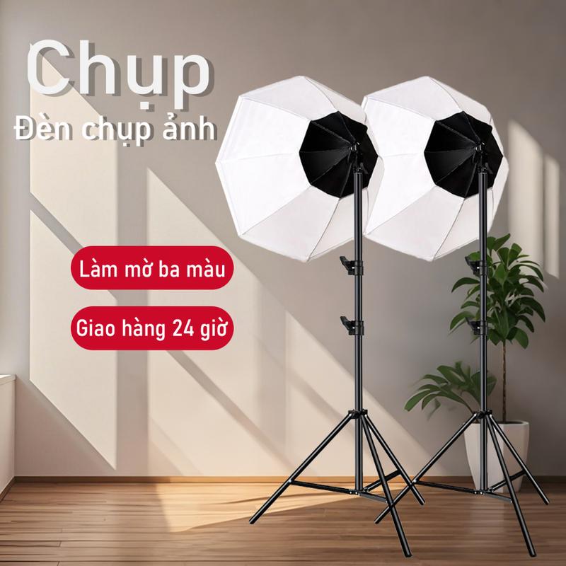  đèn softbox studio Đèn livestream softbox cầu FREESHIP Đèn chụp studio công suất lớn Đèn studio 3 màu sáng mịn chân 2M 