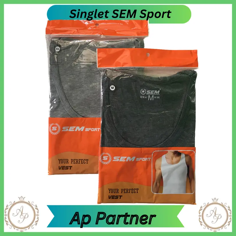 Grosir 3 Pcs - Singlet Pria Polos Bahan Katun SEM SPORT M - XXL | Kaos Dalam Laki Laki Gym 4