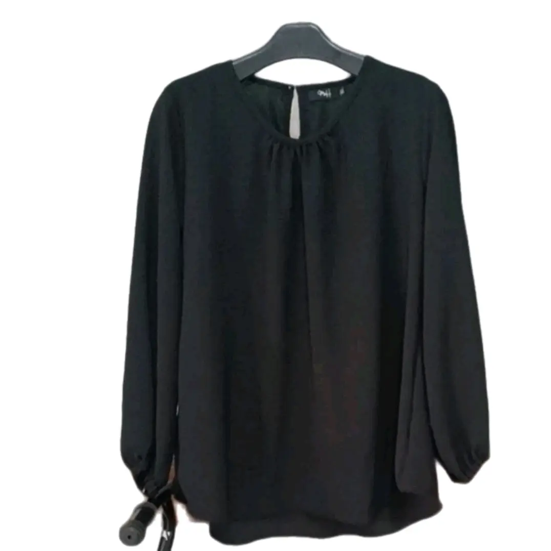 Blouse Wanita Katun Crinkle Simple Polos Lengan Panjang Oversized - Hitam Putih Navy Cream Cokelat Merah Bata Atasan Baju Tangan Nyaman Basic Mustard Variasi Kerja Maroon Formal Kantor Kerah inner  vest