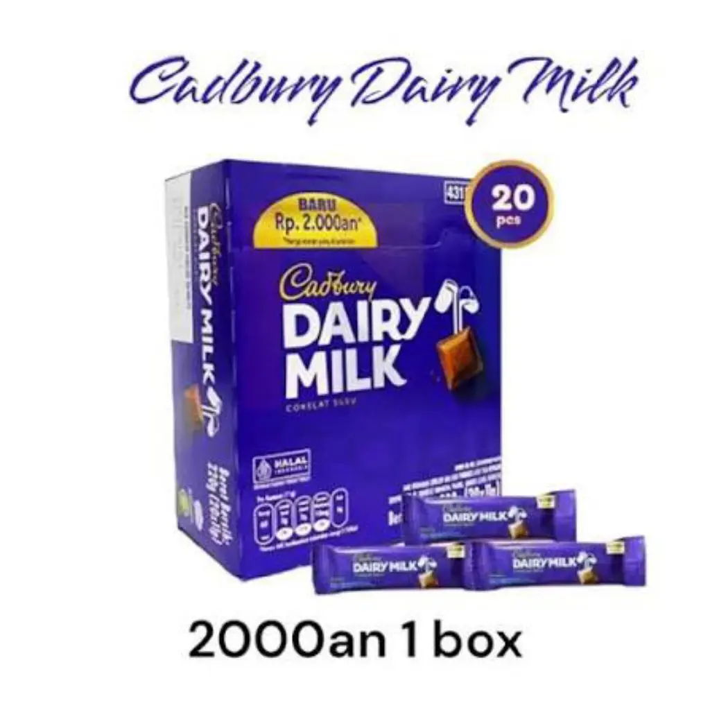 Cokelat Cadbury Dairy Milk 11gr (1 Box Isi 20 Pcs) Cokelat Susu Premium Lumer & Manis