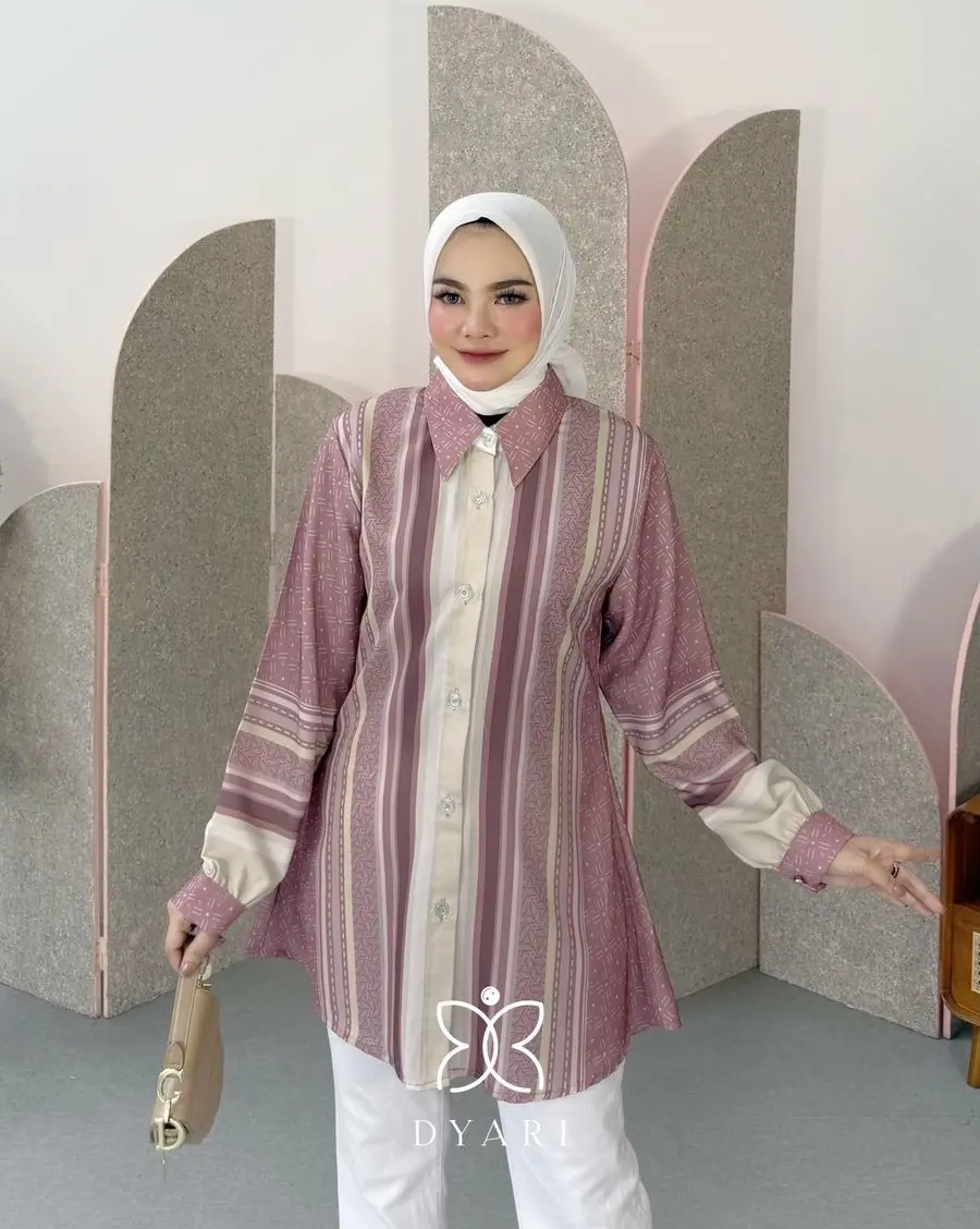 tunik blouse motif monogram terbaru by wearing diary