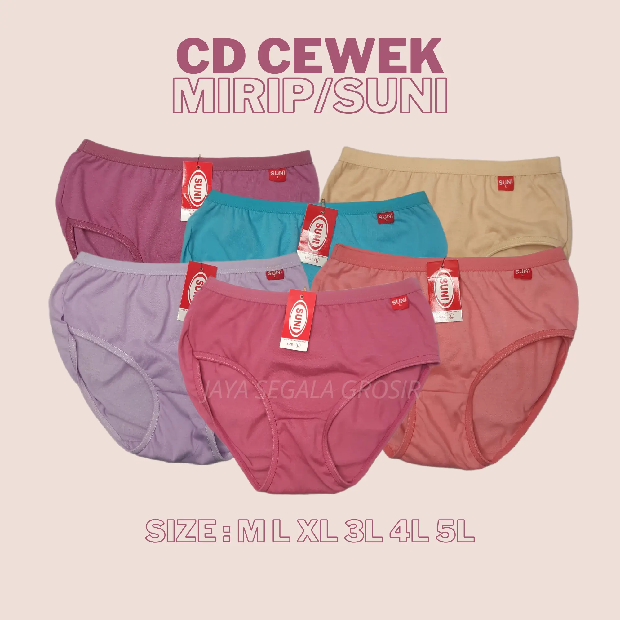 Celana Dalam Wanita MIRIP/SUNI Polos, Nyaman dan Lembut - Pilihan Warna Variatif - Dewasa, Katun Pendek Cewek