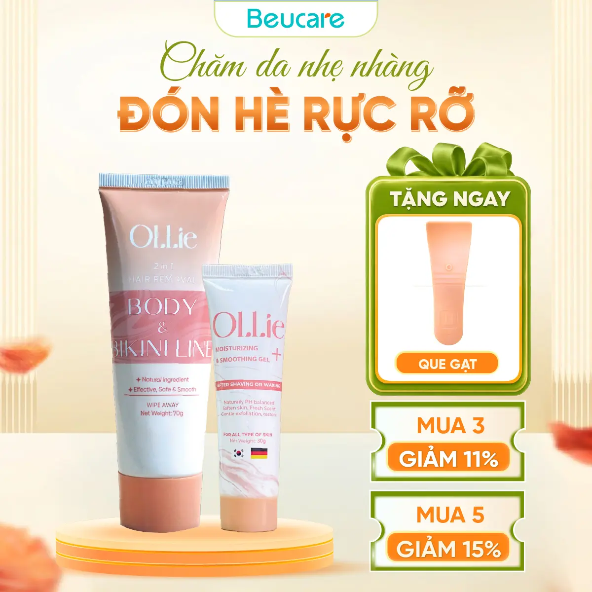 Combo 1 Kem Tẩy Lông Ollie Cho Body Nam Nữ, Hỗ Trợ Tẩy Lông Nhanh Chóng và 1 Kem Dưỡng Ollie Giúp Da Mềm Mịn, Không Sử Dụng Để Cạo Râu - KT61 Phù Hợp Cho Nam, Nữ tẩy lông bkn trắng