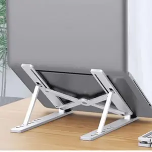 Stand Penyangga Laptop Lipat Adjustable Anti Slip untuk Laptop Notebook 7-14 Inch dengan Fungsi Penyegar dan Anti Selip Portabel dan Lipat Sesuaikan Tinggi Bawah Berongga