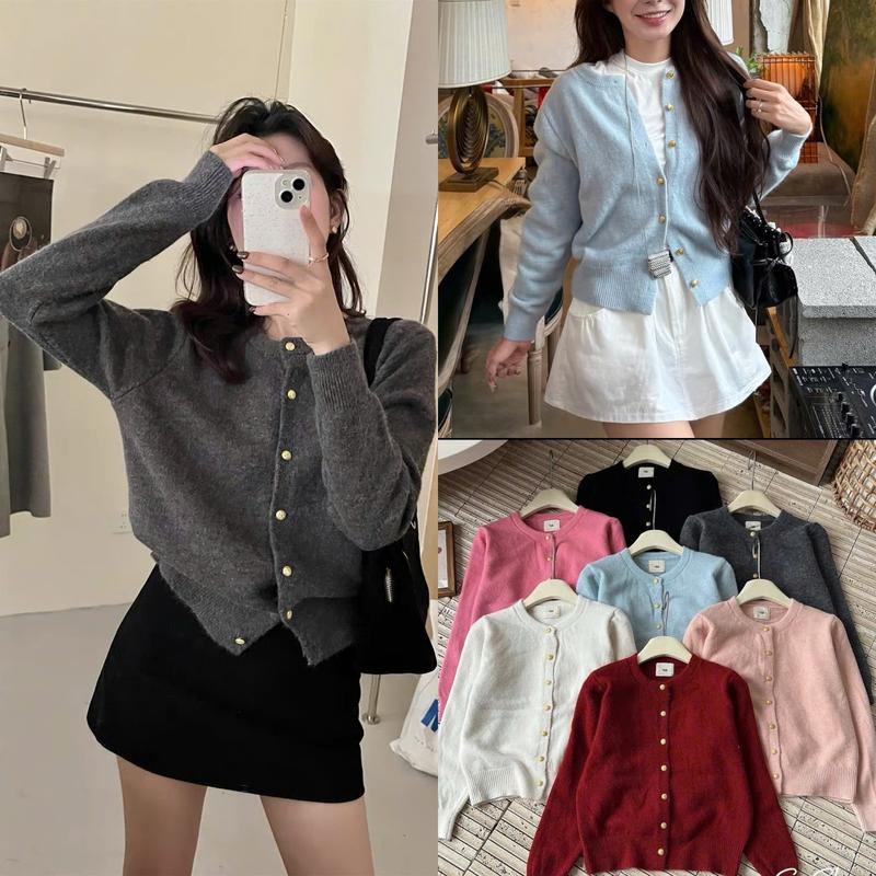 DEAL MỞ BÁN Áo khoác len nữ cardigan cúc đồng chất len lông thỏ dầy SUMIISHOP mã QC28