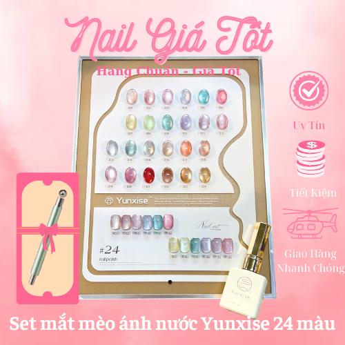 Set mắt mèo ánh nước YUNXISE chính hãng - Set mắt mèo ánh nước 24 màu cao cấp tặng bảng màu + thanh hút Nail Giá Tốt