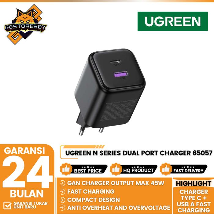 Gambar UGREEN N Series Dual Port Charger Type C + USB A Fast Charging PD 45W 65057 dari GGSTORESBY Kota Surabaya Tokopedia