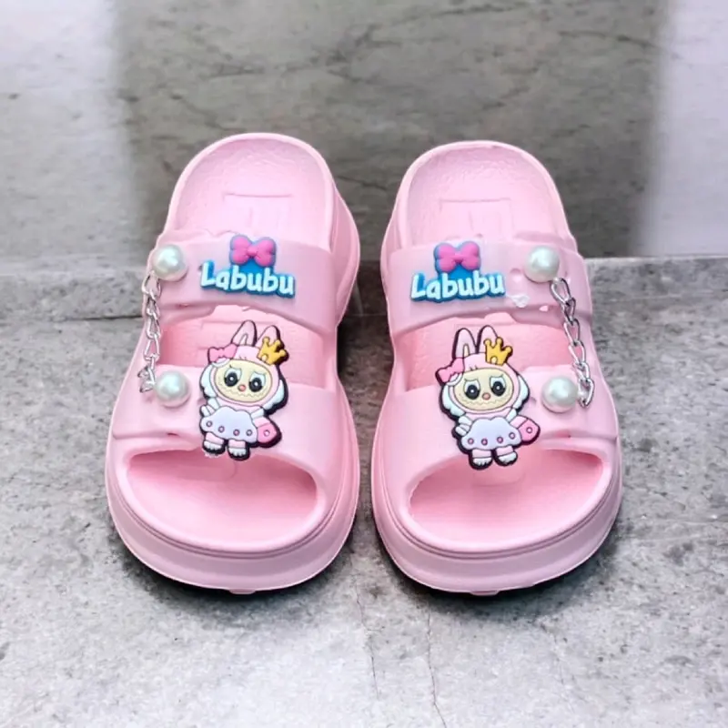 Sandal Selop Anak Perempuan Labubu Rantai Terbaru - Sepatu Anti Slip 2424 Rantai Kaki Fashion 0
