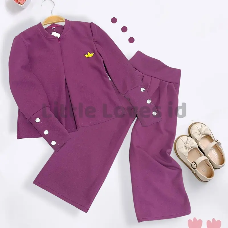 Setelan kulot lebaran anak perempuan model lengan inara bahan knit japan linen usia 1 sampai 2 tahun banyak pilihan warna 6