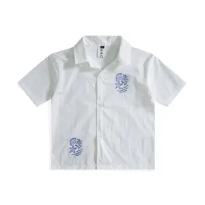 Kikoleya Katie Embroidery shirt in Beach White Kemeja Anak Bordir