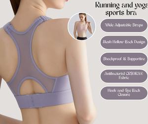 Shockproof Sports Bra – Fixed Cups, Lightweight, Mesh Back, Gathered Fit for Yoga & Running[YA59]
