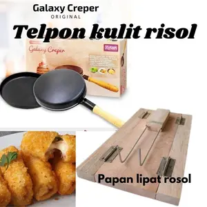 Crepes Wajan teplon paket wajan dan lipatan cetakan kulit lumpia risolis anti lengket Aluminium Kayu Set Kitchenware