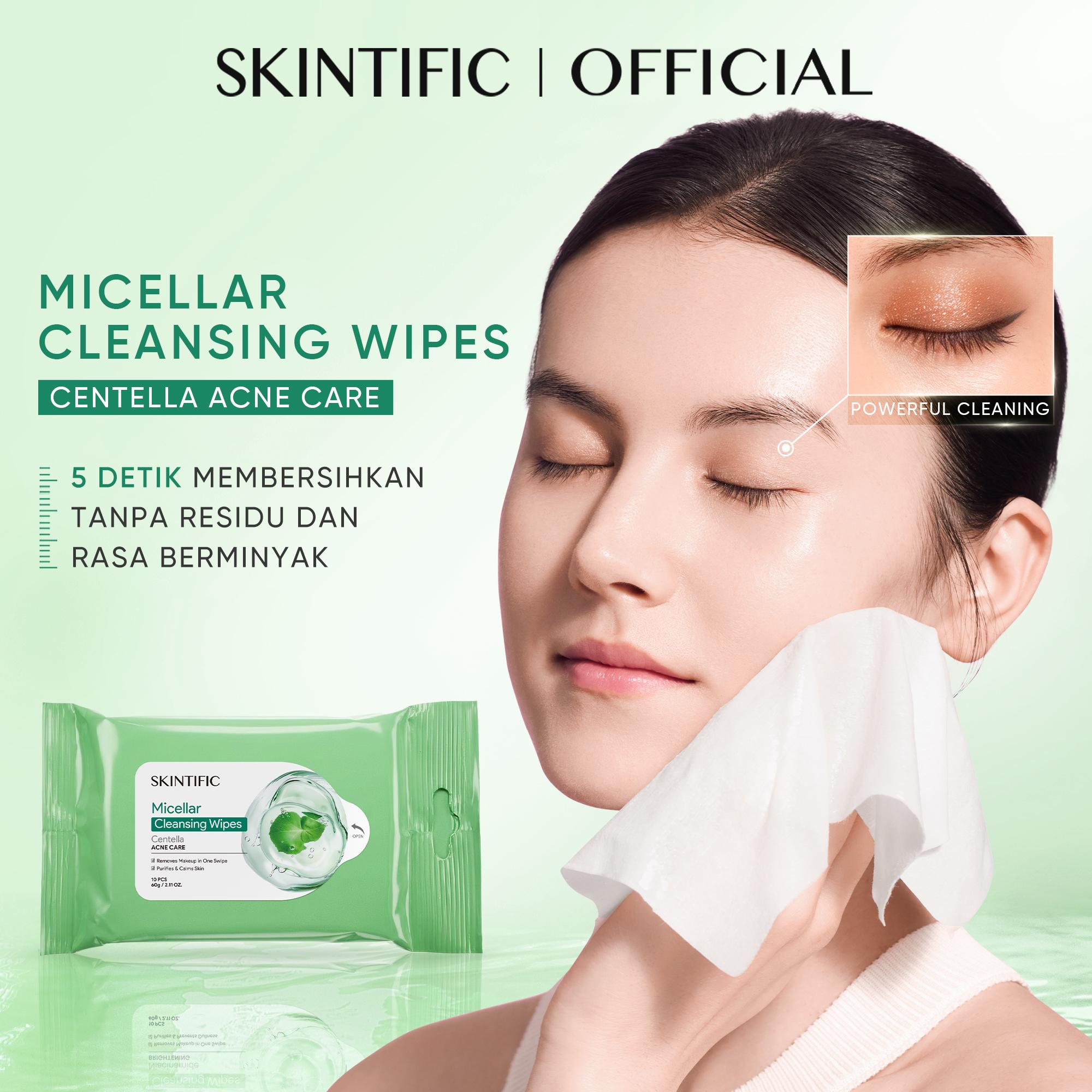 [NEW LAUNCH]  SKINTIFIC | Micellar Cleansing  Wipes/Cleansing  Tissue- 10 Sheets | -Cleansing Tissue Makeup Remover Wipes Niacinamide Brightening & Centella Acne Care